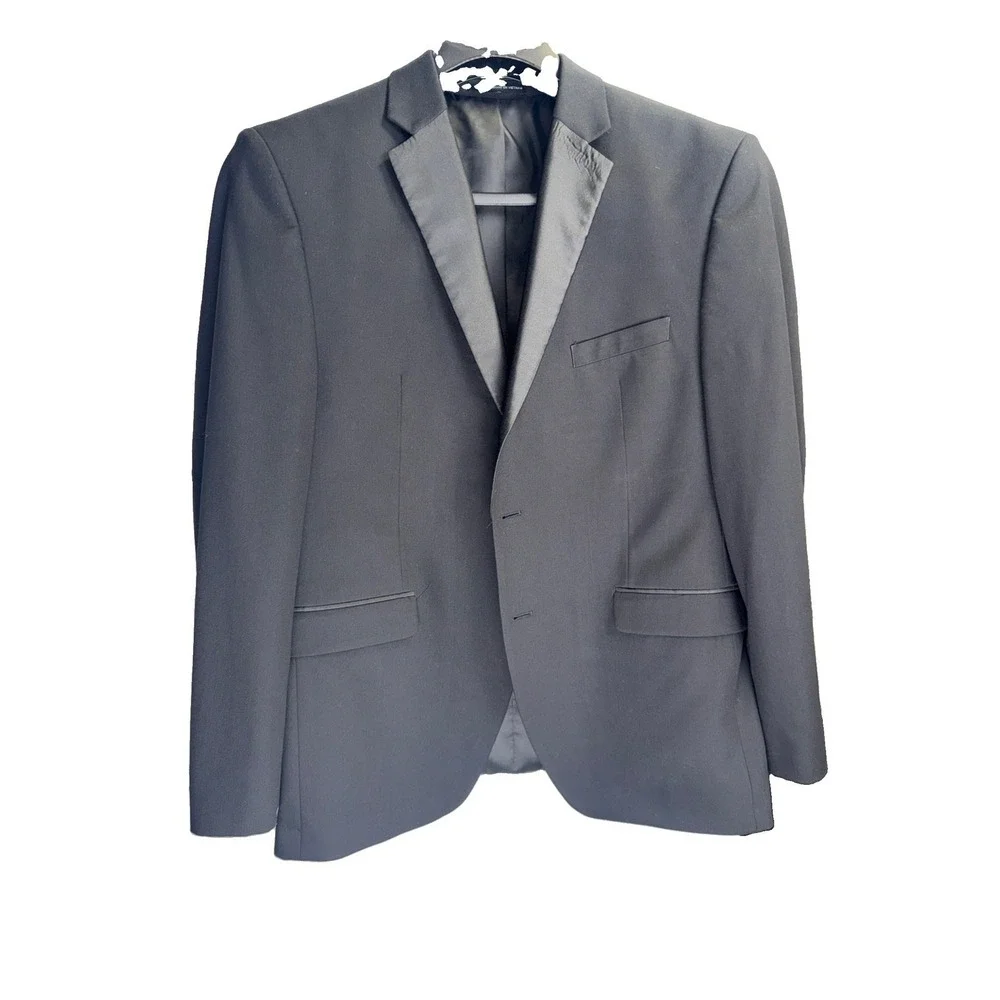 New 44R Men's Perry Ellis Portfolio Black Tuxedo Coat Dinner Jacket Blazer
